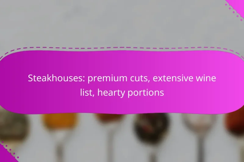 Steakhouses: premium cuts, extensive wine list, hearty portions