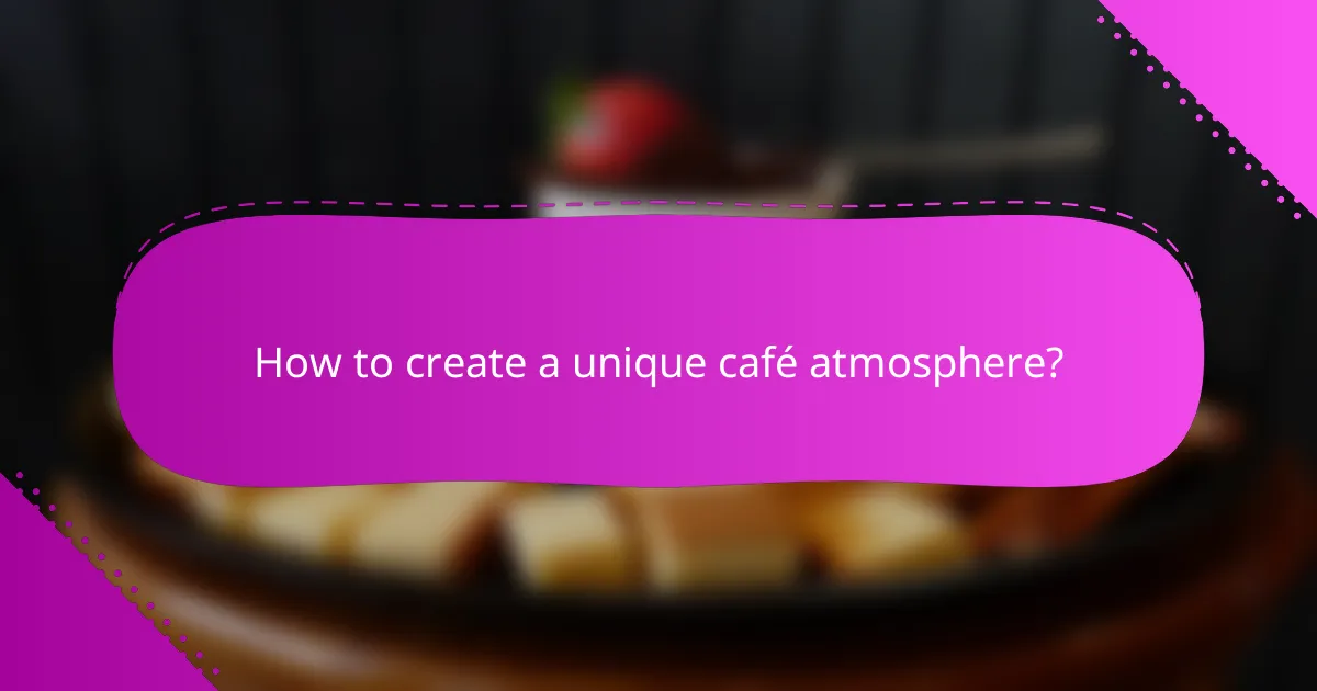 How to create a unique café atmosphere?