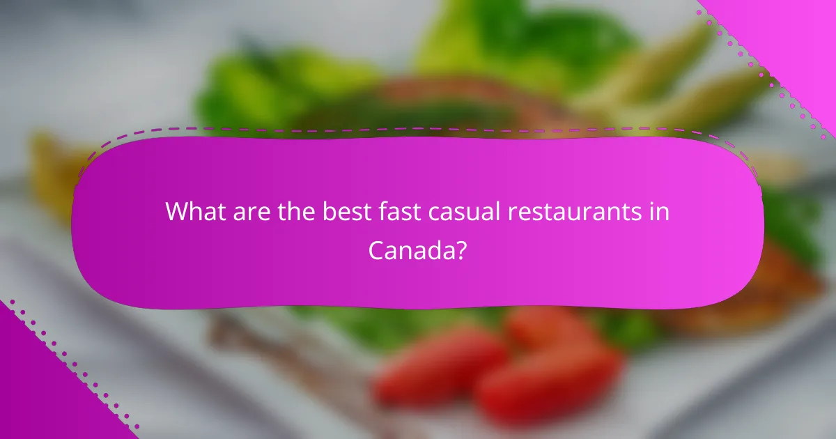 What are the best fast casual restaurants in Canada?