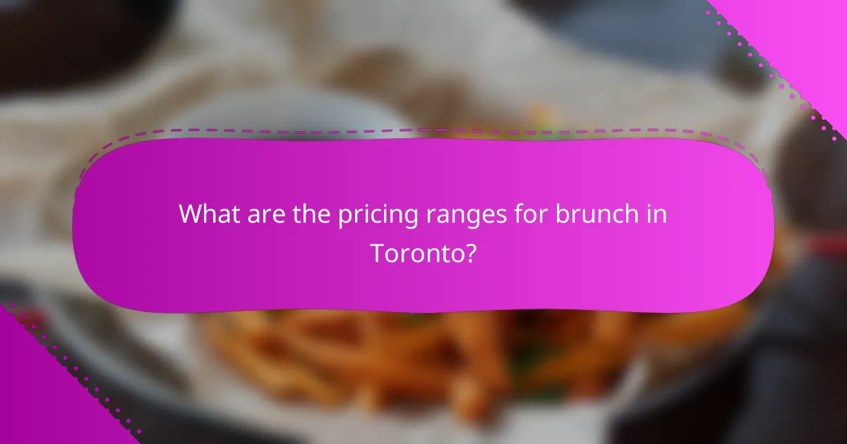 What are the pricing ranges for brunch in Toronto?